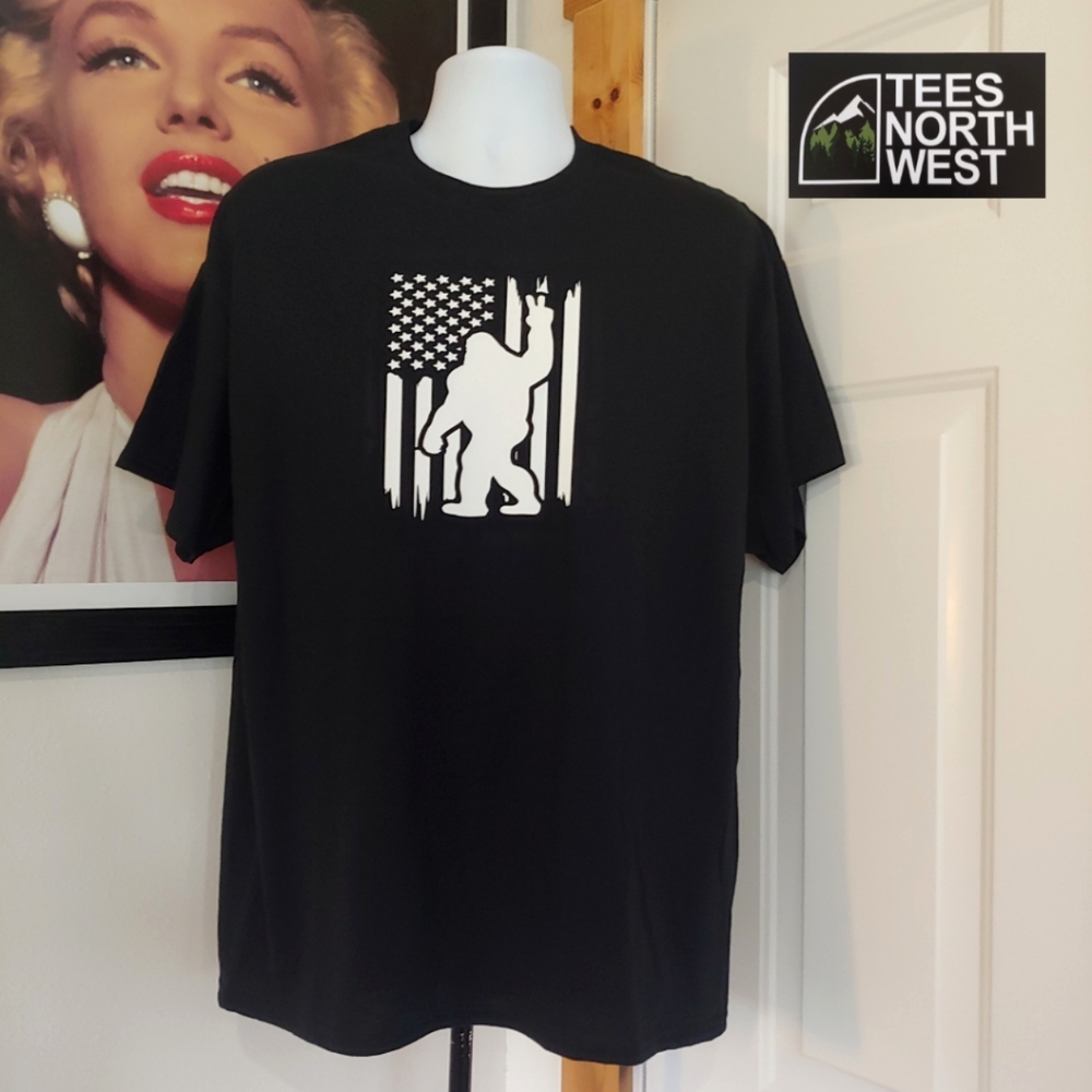 NWT Tee's North West American Sasquatch Graphic Tee, Men's Various Sizes, Black